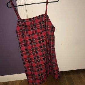 checkered plaid slip dress